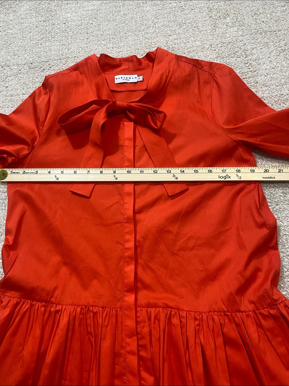 Harshman Tie-Neck Tiered Mini Dress in Vibrant Orange Size S 100% Cotton - Picture 12 of 16
